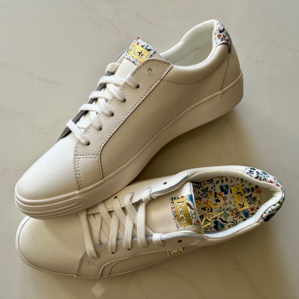 Rifle Paper Co Keds Bramble Pursuit Leather sneakers shoes 9.5 NEW floral flower